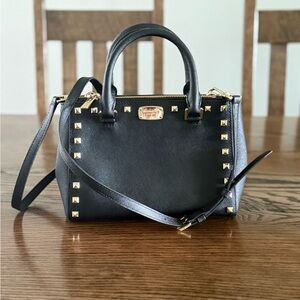 Michael Kors Black Crossbody Bag with Gold Accents